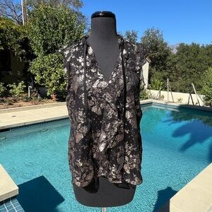 Parker "Mindy" flutter sleeve metallic top - size S